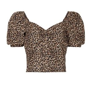 Marissa Webb leopard Diane canvas print wrap crop top size M